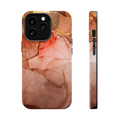 Ruby Red Marble MagSafe Case - Bold Red with Gold Veining for iPhone MagSafe Models - BOGO Cases