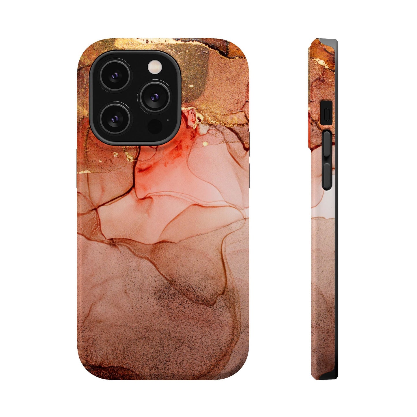 Ruby Red Marble MagSafe Case - Bold Red with Gold Veining for iPhone MagSafe Models - BOGO Cases