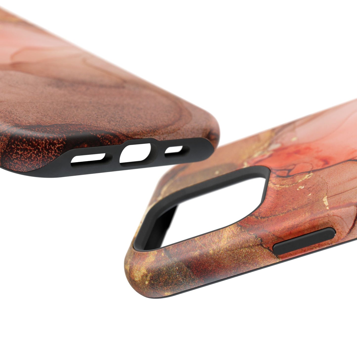 Ruby Red Marble MagSafe Case - Bold Red with Gold Veining for iPhone MagSafe Models - BOGO Cases
