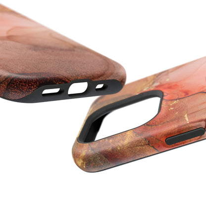 Ruby Red Marble MagSafe Case - Bold Red with Gold Veining for iPhone MagSafe Models - BOGO Cases