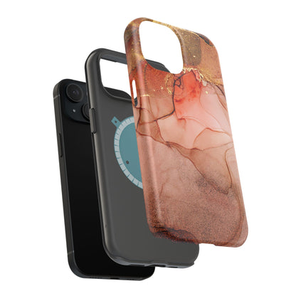 Ruby Red Marble MagSafe Case - Bold Red with Gold Veining for iPhone MagSafe Models - BOGO Cases