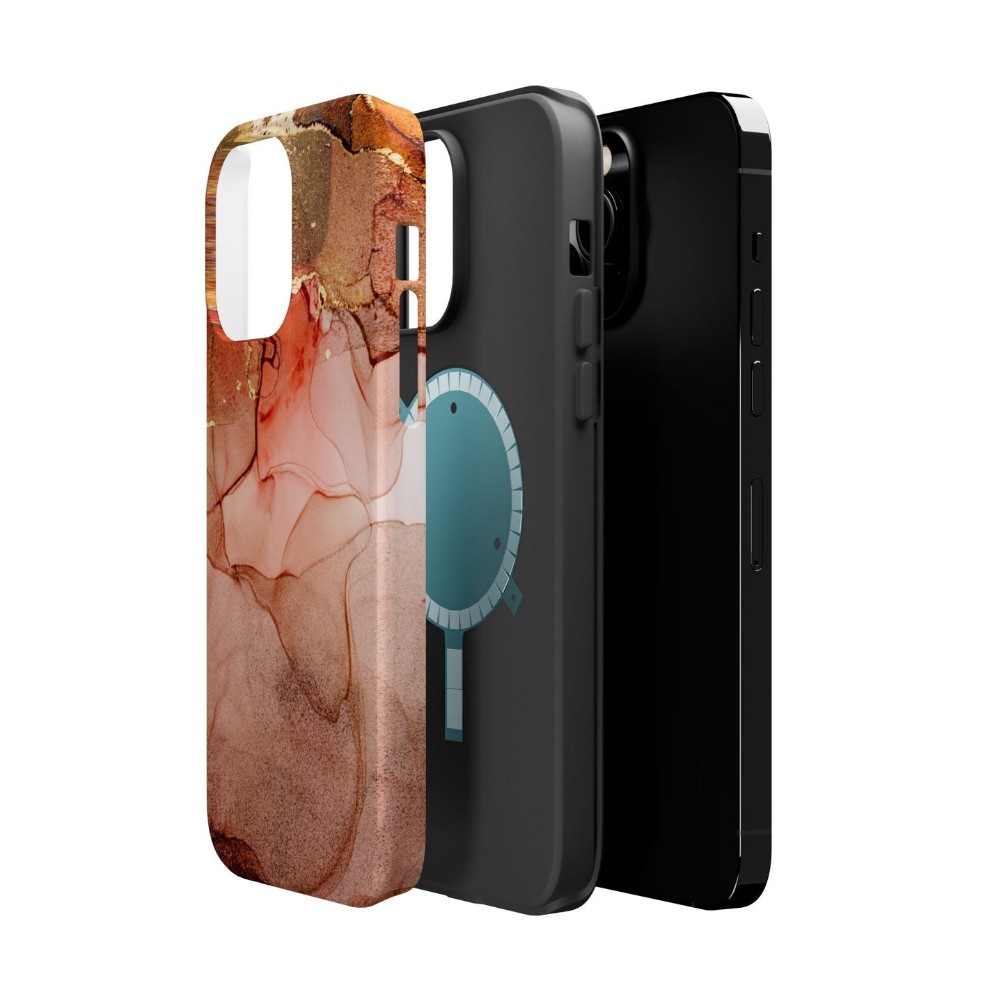 Ruby Red Marble MagSafe Case - Bold Red with Gold Veining for iPhone MagSafe Models - BOGO Cases