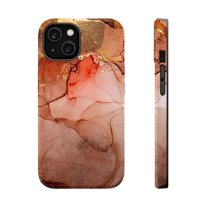 Ruby Red Marble MagSafe Case - Bold Red with Gold Veining for iPhone MagSafe Models - BOGO Cases