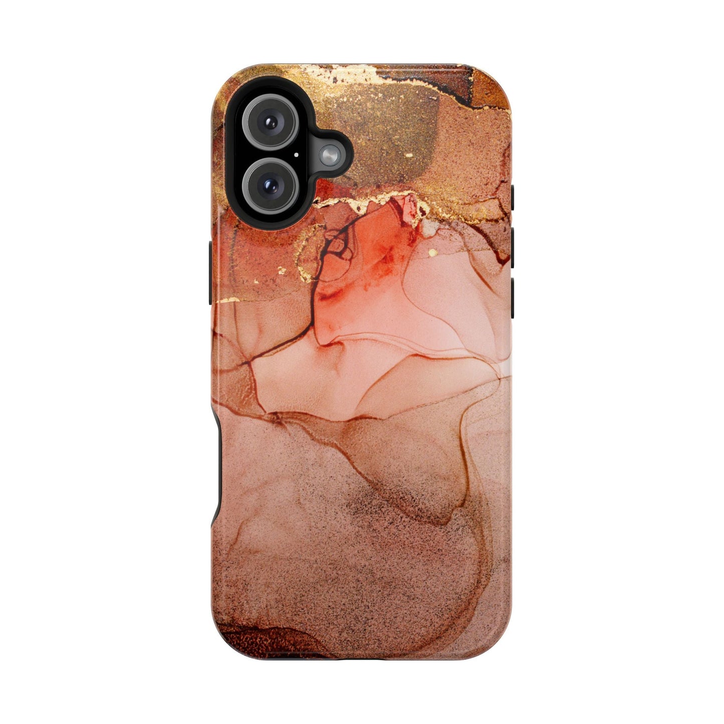 Ruby Red Marble MagSafe Case - Bold Red with Gold Veining for iPhone MagSafe Models - BOGO Cases