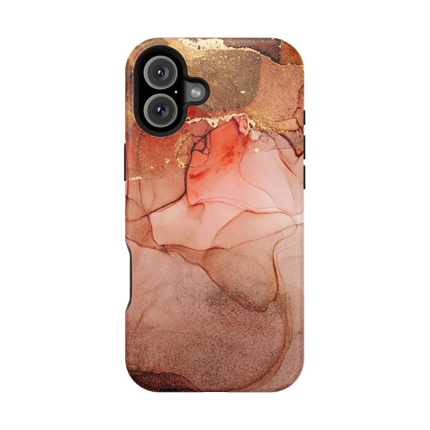 Ruby Red Marble MagSafe Case - Bold Red with Gold Veining for iPhone MagSafe Models - BOGO Cases
