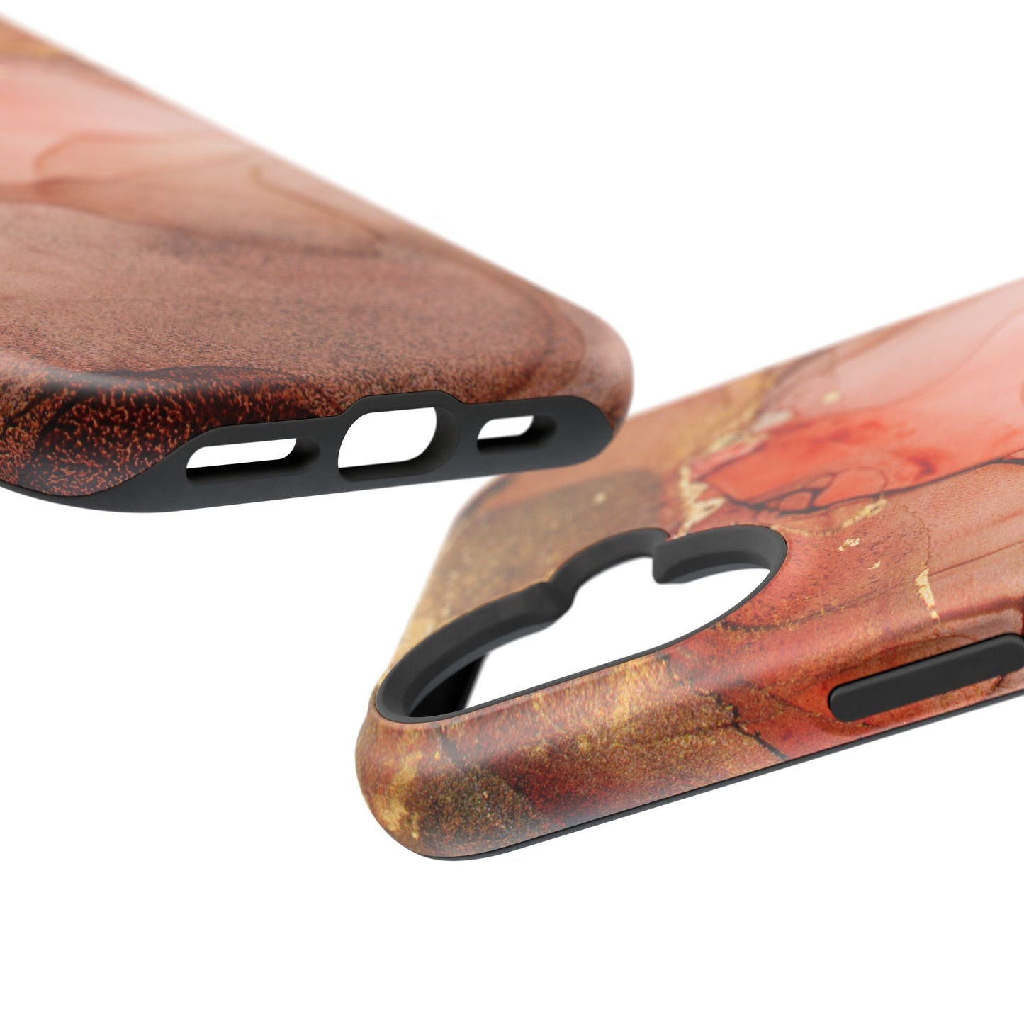 Ruby Red Marble MagSafe Case - Bold Red with Gold Veining for iPhone MagSafe Models - BOGO Cases