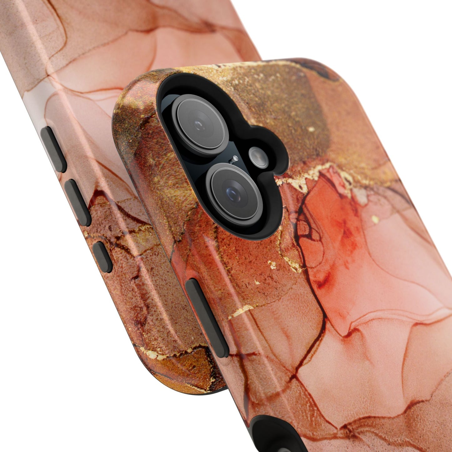 Ruby Red Marble MagSafe Case - Bold Red with Gold Veining for iPhone MagSafe Models - BOGO Cases