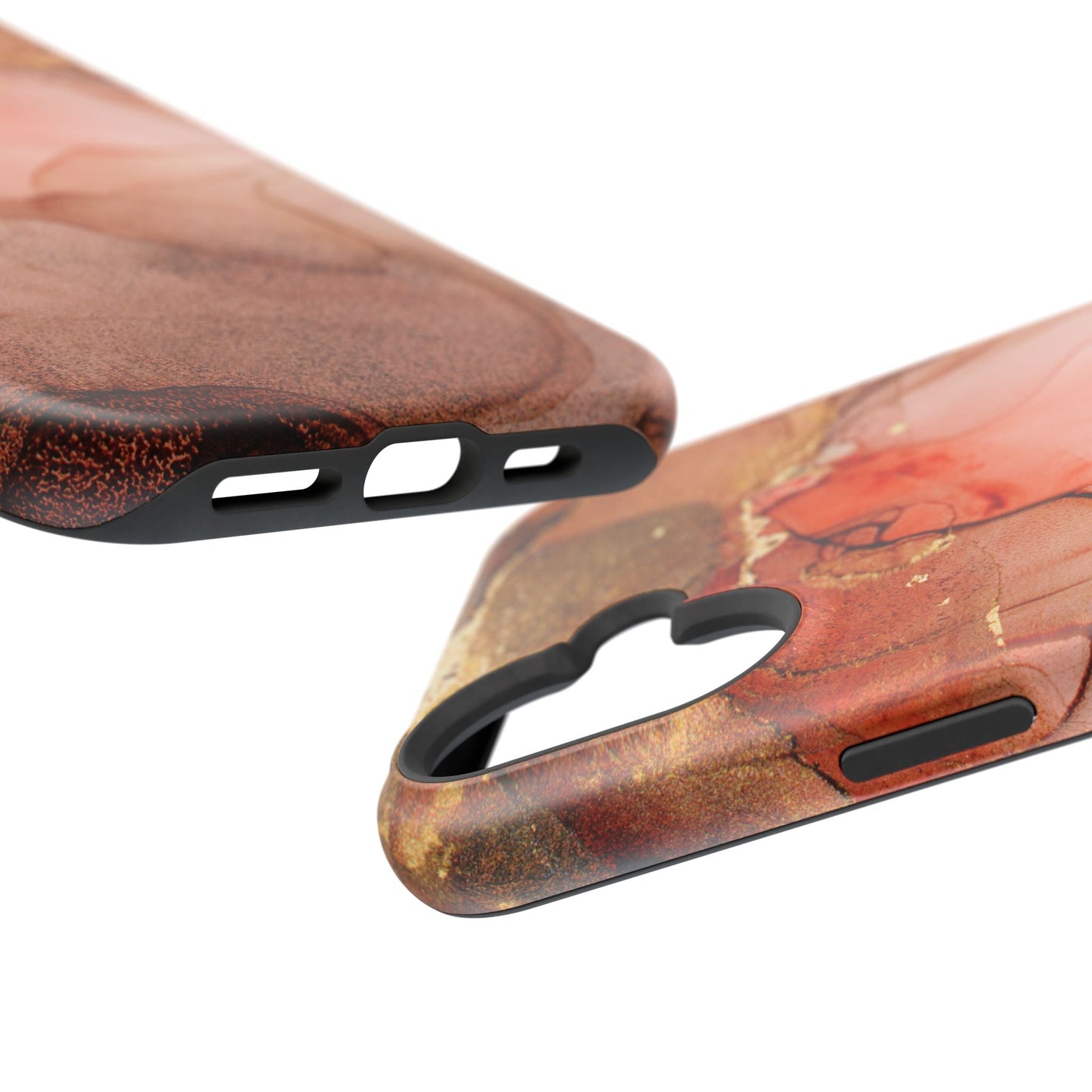 Ruby Red Marble MagSafe Case - Bold Red with Gold Veining for iPhone MagSafe Models - BOGO Cases