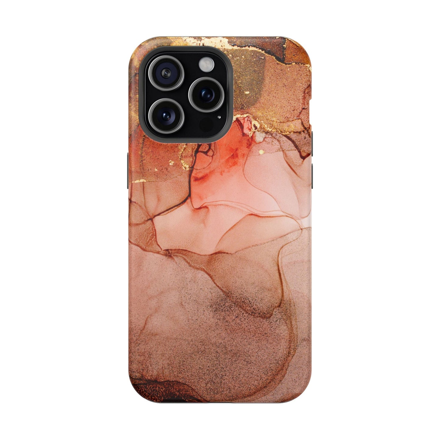 Ruby Red Marble MagSafe Case - Bold Red with Gold Veining for iPhone MagSafe Models - BOGO Cases
