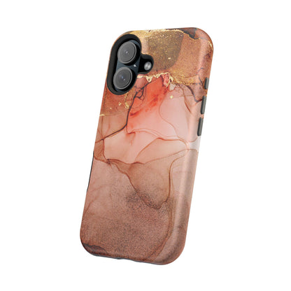 Ruby Red Marble MagSafe Case - Bold Red with Gold Veining for iPhone MagSafe Models - BOGO Cases