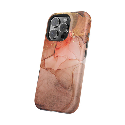 Ruby Red Marble MagSafe Case - Bold Red with Gold Veining for iPhone MagSafe Models - BOGO Cases