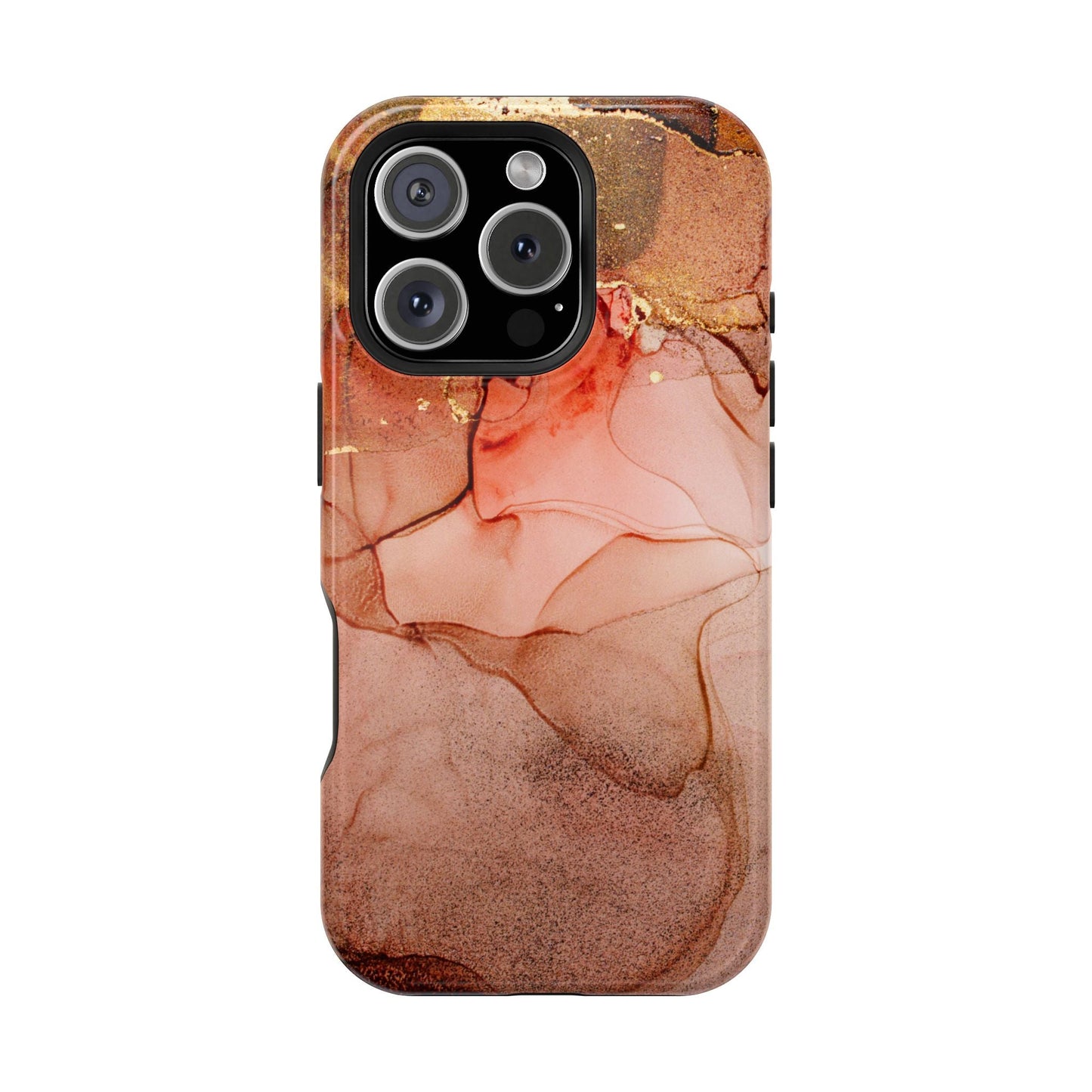 Ruby Red Marble MagSafe Case - Bold Red with Gold Veining for iPhone MagSafe Models - BOGO Cases