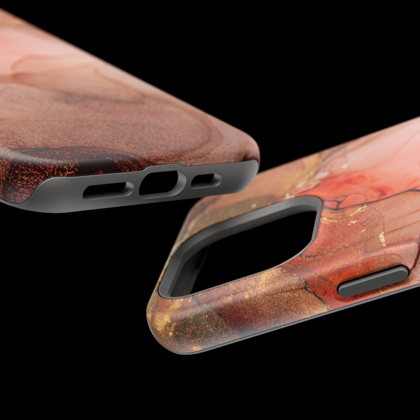 Ruby Red Marble MagSafe Case - Bold Red with Gold Veining for iPhone MagSafe Models - BOGO Cases