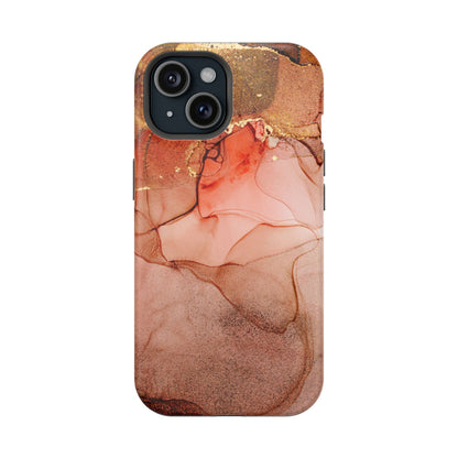 Ruby Red Marble MagSafe Case - Bold Red with Gold Veining for iPhone MagSafe Models - BOGO Cases