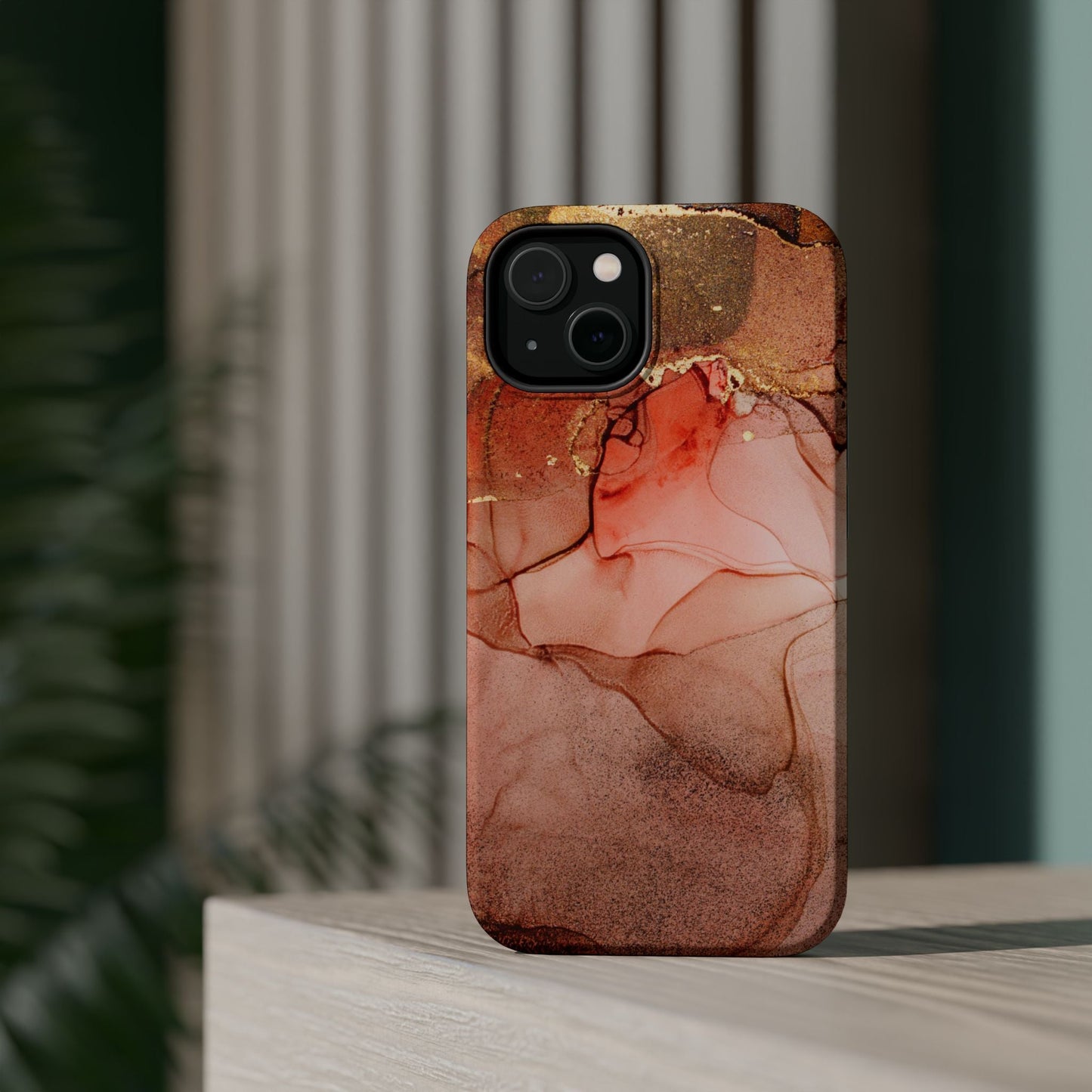 Ruby Red Marble MagSafe Case - Bold Red with Gold Veining for iPhone MagSafe Models - BOGO Cases