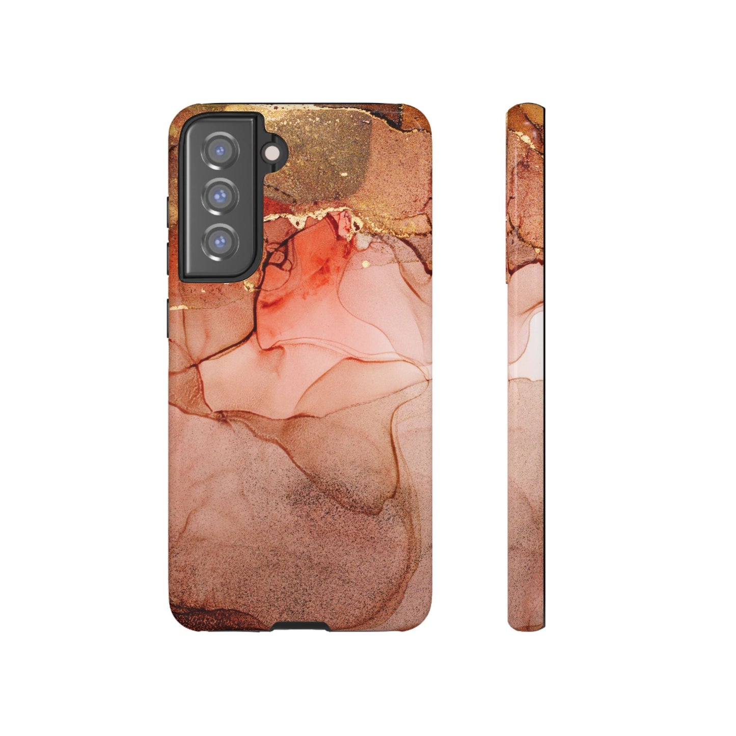 Ruby Red Marble Samsung Galaxy Case - Elegant Red Marble with Gold Accents - BOGO Cases
