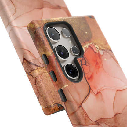 Ruby Red Marble Samsung Galaxy Case - Elegant Red Marble with Gold Accents - BOGO Cases