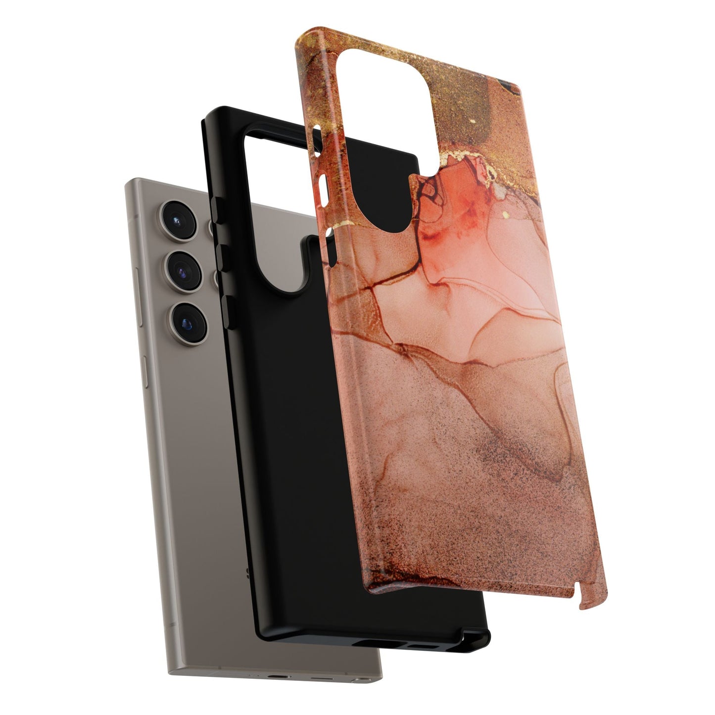 Ruby Red Marble Samsung Galaxy Case - Elegant Red Marble with Gold Accents - BOGO Cases