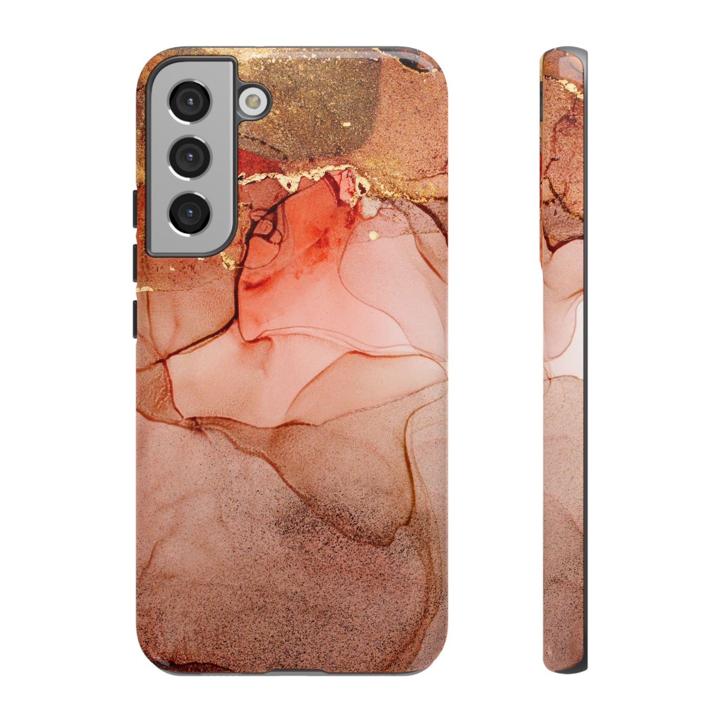 Ruby Red Marble Samsung Galaxy Case - Elegant Red Marble with Gold Accents - BOGO Cases
