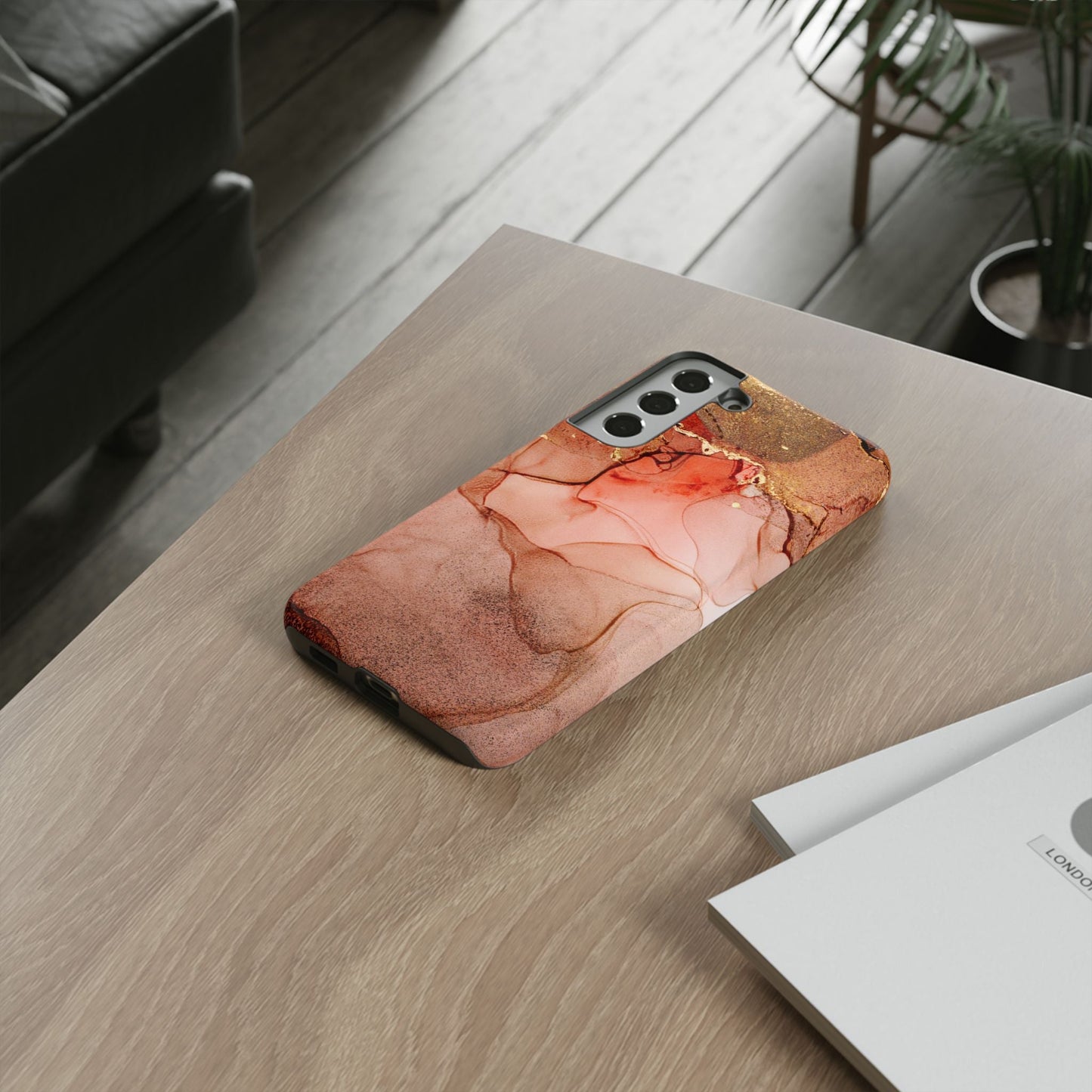 Ruby Red Marble Samsung Galaxy Case - Elegant Red Marble with Gold Accents - BOGO Cases