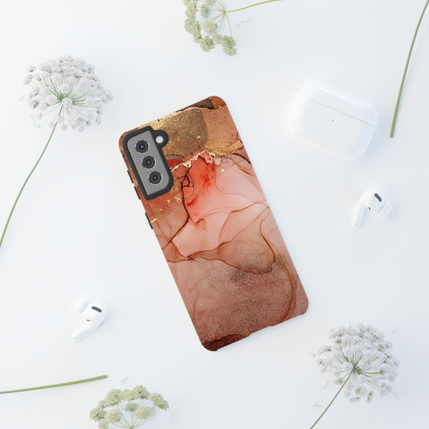 Ruby Red Marble Samsung Galaxy Case - Elegant Red Marble with Gold Accents - BOGO Cases