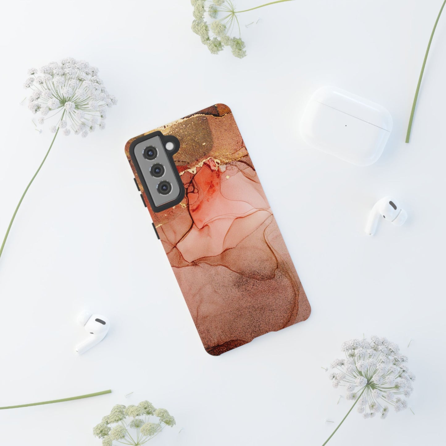 Ruby Red Marble Samsung Galaxy Case - Elegant Red Marble with Gold Accents - BOGO Cases