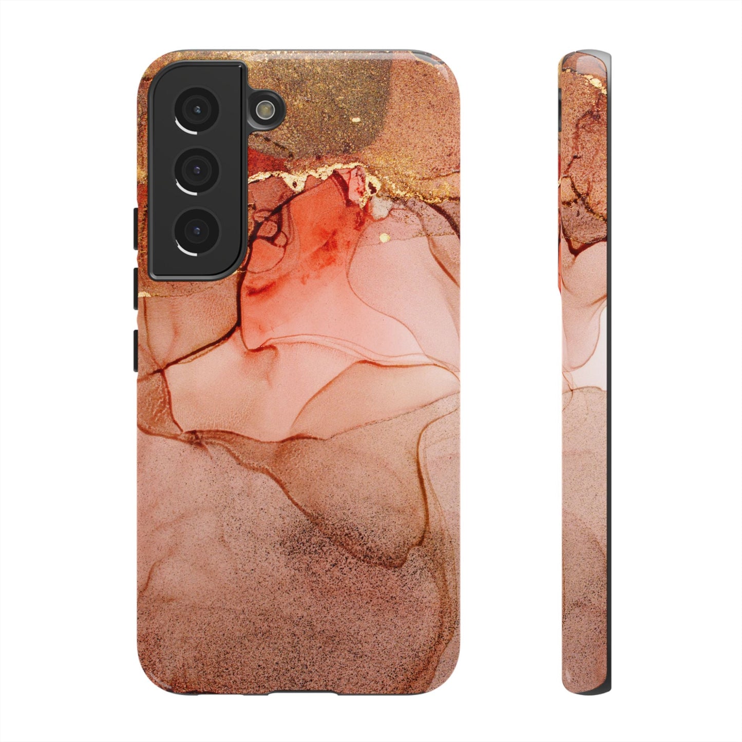 Ruby Red Marble Samsung Galaxy Case - Elegant Red Marble with Gold Accents - BOGO Cases