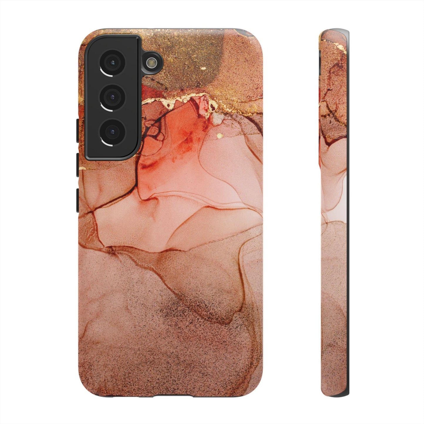 Ruby Red Marble Samsung Galaxy Case - Elegant Red Marble with Gold Accents - BOGO Cases