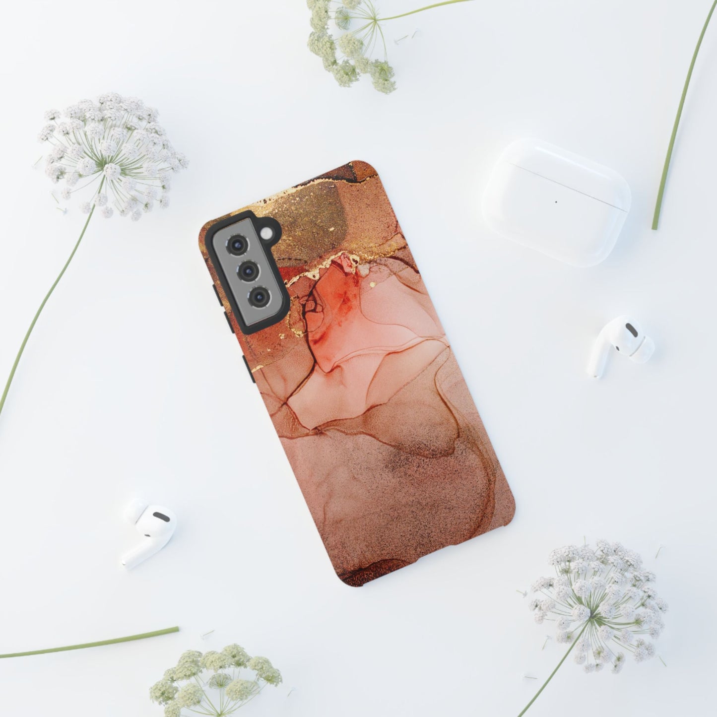 Ruby Red Marble Samsung Galaxy Case - Elegant Red Marble with Gold Accents - BOGO Cases
