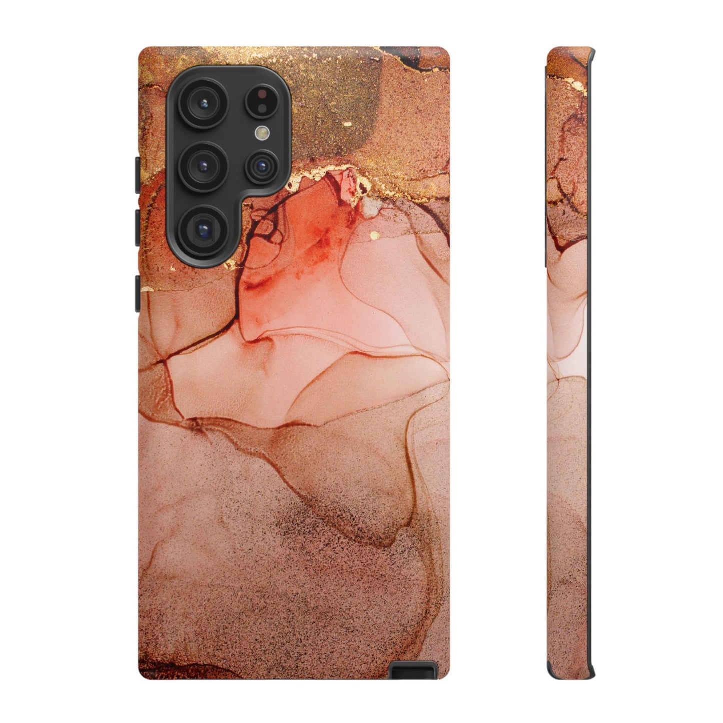 Ruby Red Marble Samsung Galaxy Case - Elegant Red Marble with Gold Accents - BOGO Cases