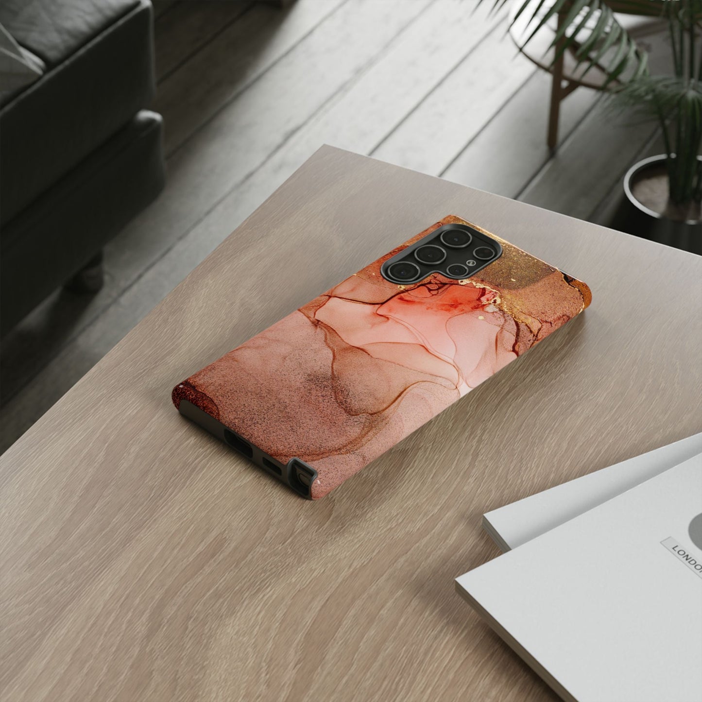 Ruby Red Marble Samsung Galaxy Case - Elegant Red Marble with Gold Accents - BOGO Cases