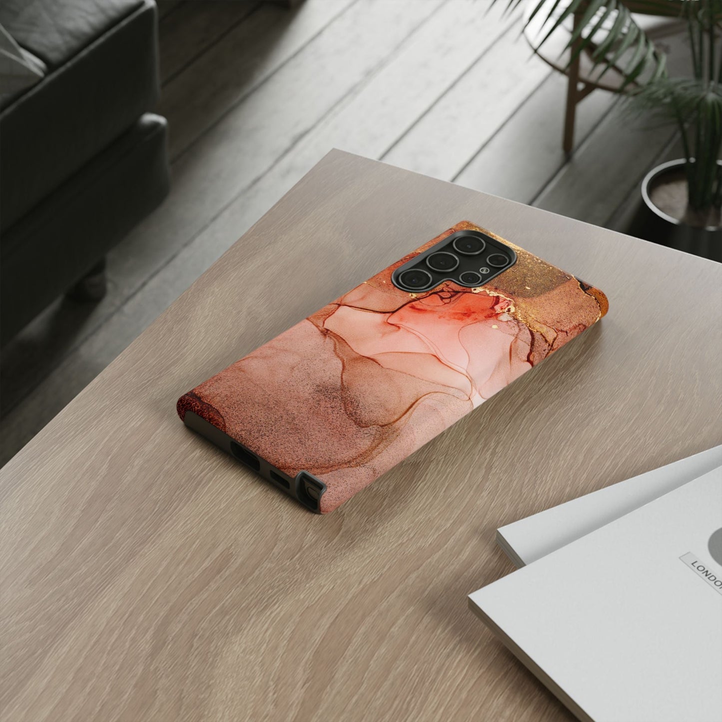 Ruby Red Marble Samsung Galaxy Case - Elegant Red Marble with Gold Accents - BOGO Cases