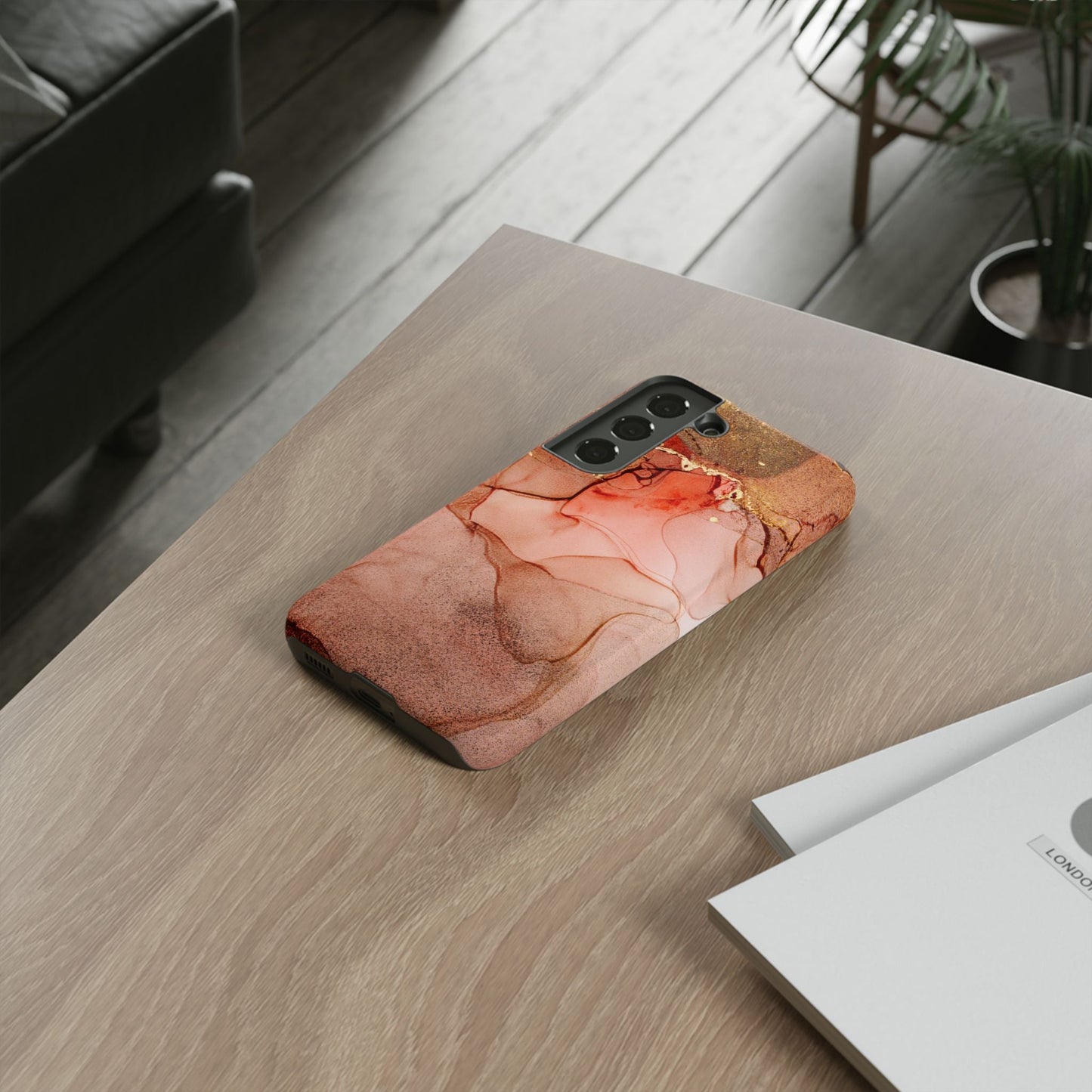 Ruby Red Marble Samsung Galaxy Case - Elegant Red Marble with Gold Accents - BOGO Cases