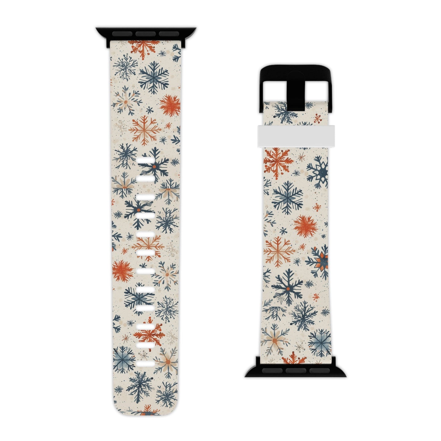  Rustic Orange and Blue Snowflake Pattern Apple Watch Band - BOGO Cases