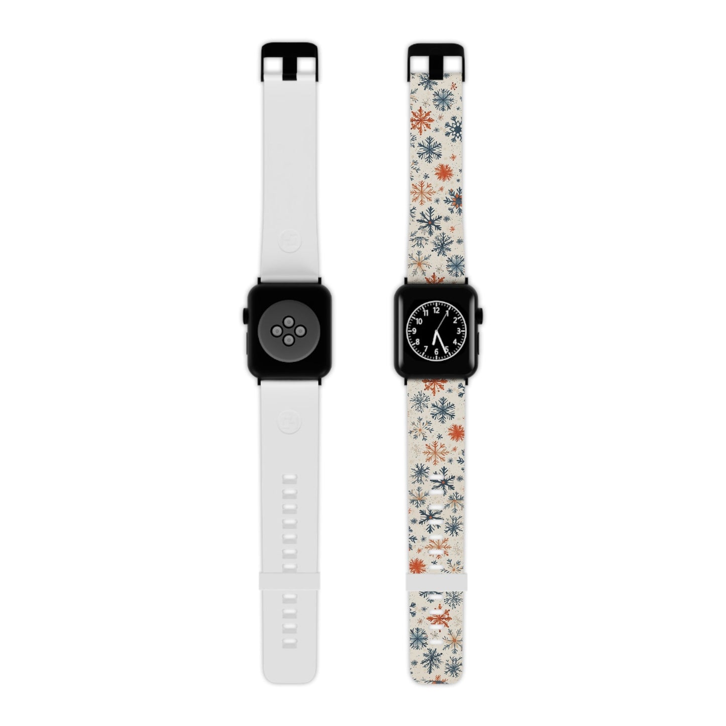 Rustic Orange and Blue Snowflake Pattern Apple Watch Band - BOGO Cases