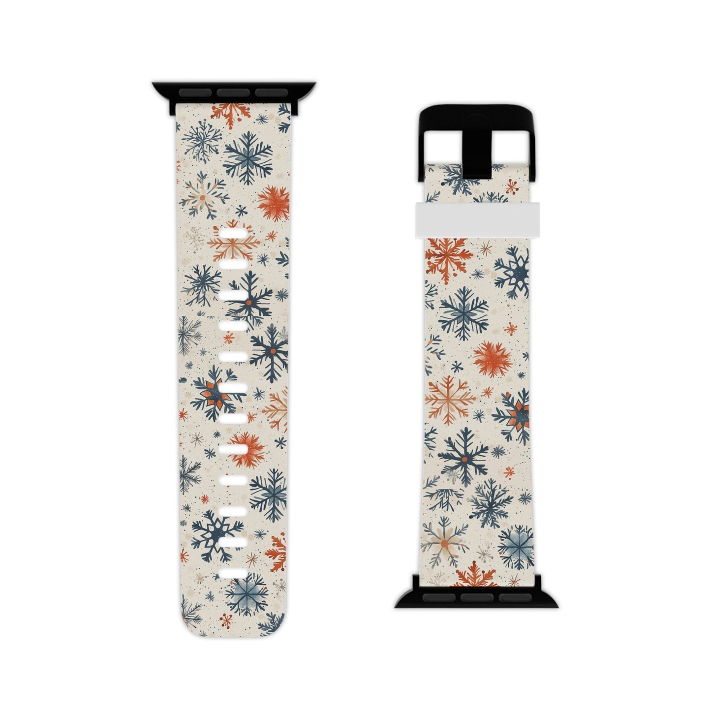  Rustic Orange and Blue Snowflake Pattern Apple Watch Band - BOGO Cases