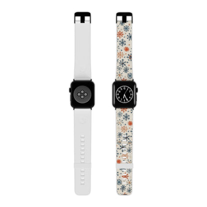  Rustic Orange and Blue Snowflake Pattern Apple Watch Band - BOGO Cases