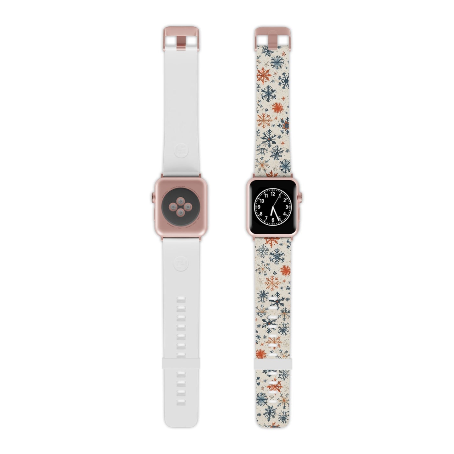  Rustic Orange and Blue Snowflake Pattern Apple Watch Band - BOGO Cases