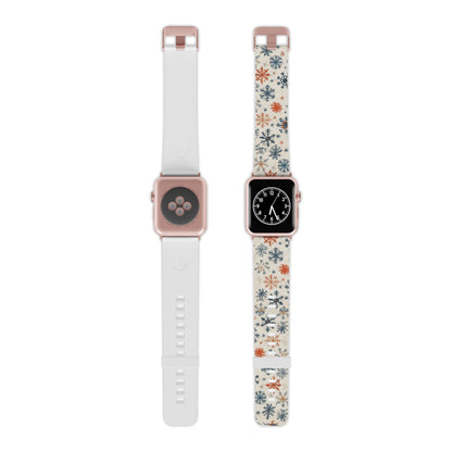  Rustic Orange and Blue Snowflake Pattern Apple Watch Band - BOGO Cases