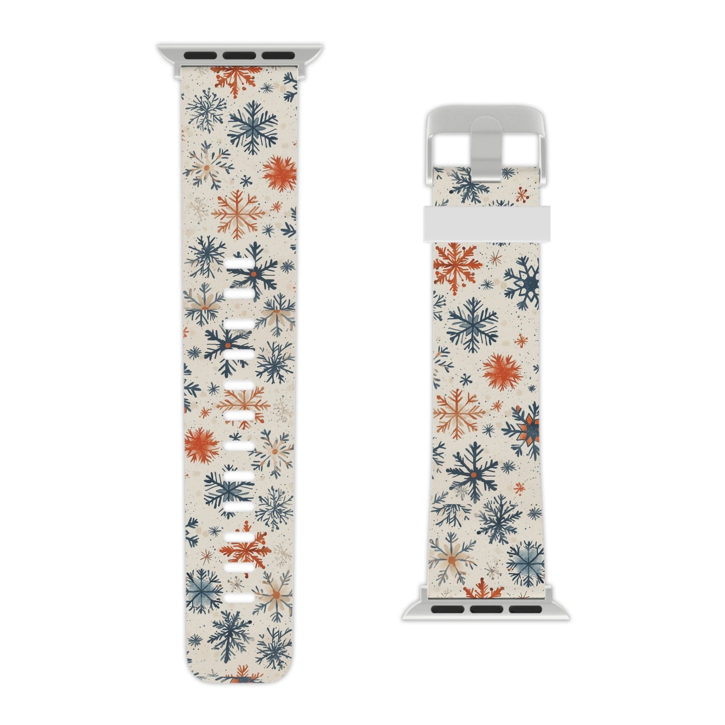  Rustic Orange and Blue Snowflake Pattern Apple Watch Band - BOGO Cases