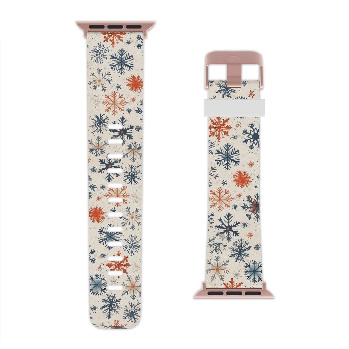  Rustic Orange and Blue Snowflake Pattern Apple Watch Band - BOGO Cases