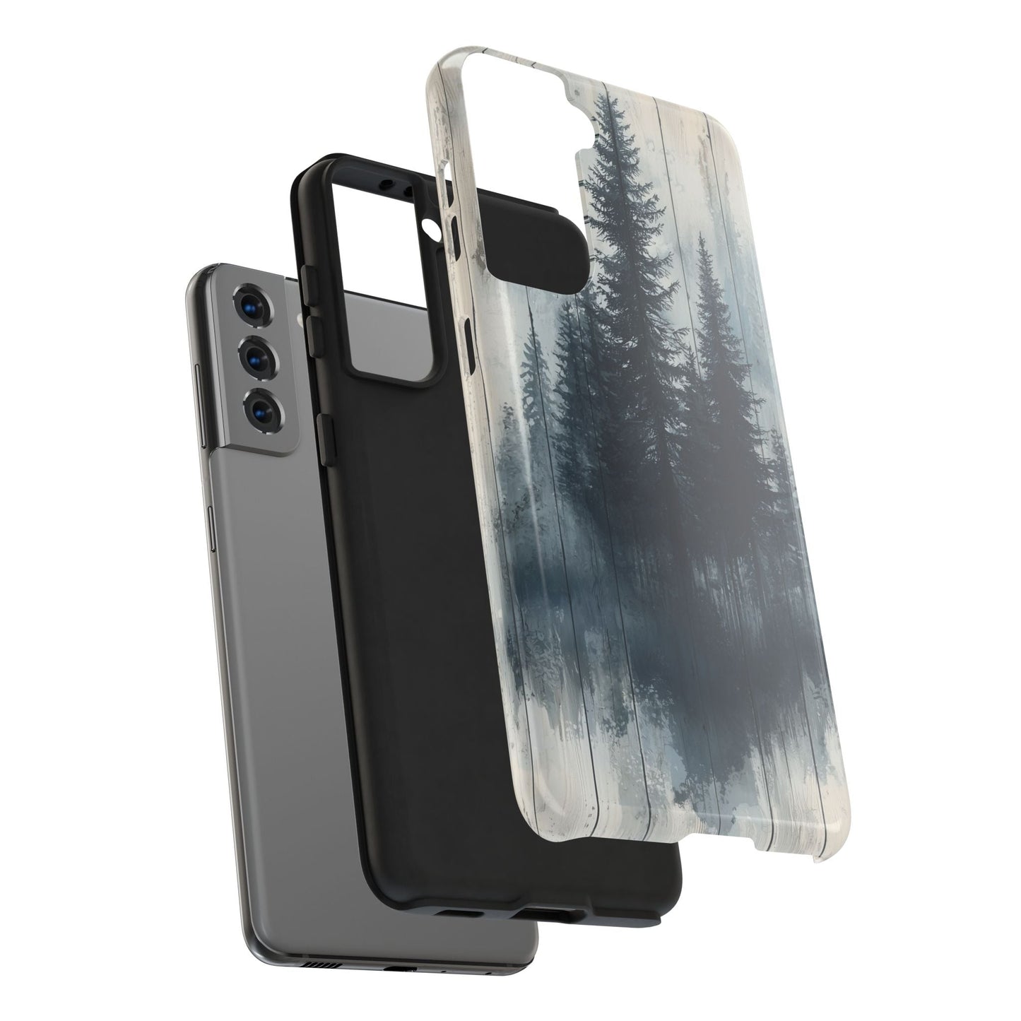 Rustic Pine Forest Samsung Galaxy Case - Blue Toned Woodland Design - BOGO Cases