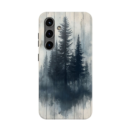 Rustic Pine Forest Samsung Galaxy Case - Blue Toned Woodland Design - BOGO Cases