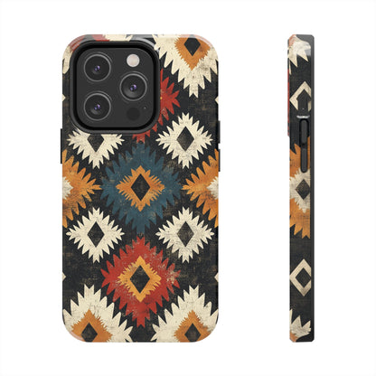 Rustic Tribal Sunburst Tough iPhone Case – Vibrant Geometric Design, Dual - Layer Protection - BOGO Cases