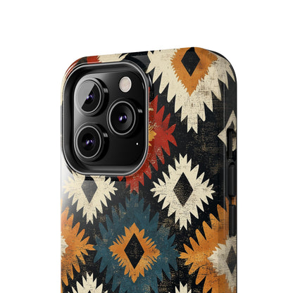 Rustic Tribal Sunburst Tough iPhone Case – Vibrant Geometric Design, Dual - Layer Protection - BOGO Cases