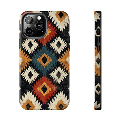 Rustic Tribal Sunburst Tough iPhone Case – Vibrant Geometric Design, Dual - Layer Protection - BOGO Cases