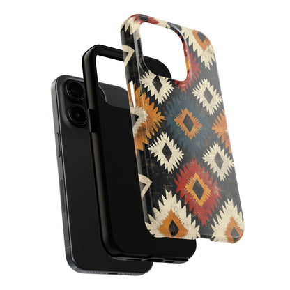 Rustic Tribal Sunburst Tough iPhone Case – Vibrant Geometric Design, Dual - Layer Protection - BOGO Cases