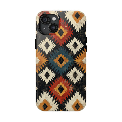 Rustic Tribal Sunburst Tough iPhone Case – Vibrant Geometric Design, Dual - Layer Protection - BOGO Cases