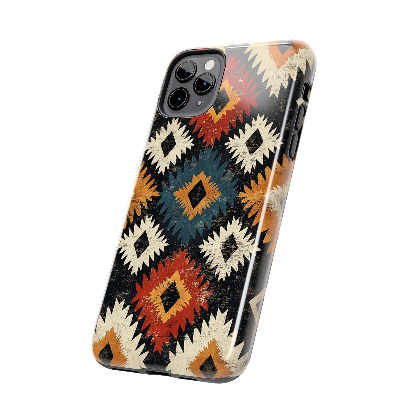 Rustic Tribal Sunburst Tough iPhone Case – Vibrant Geometric Design, Dual - Layer Protection - BOGO Cases