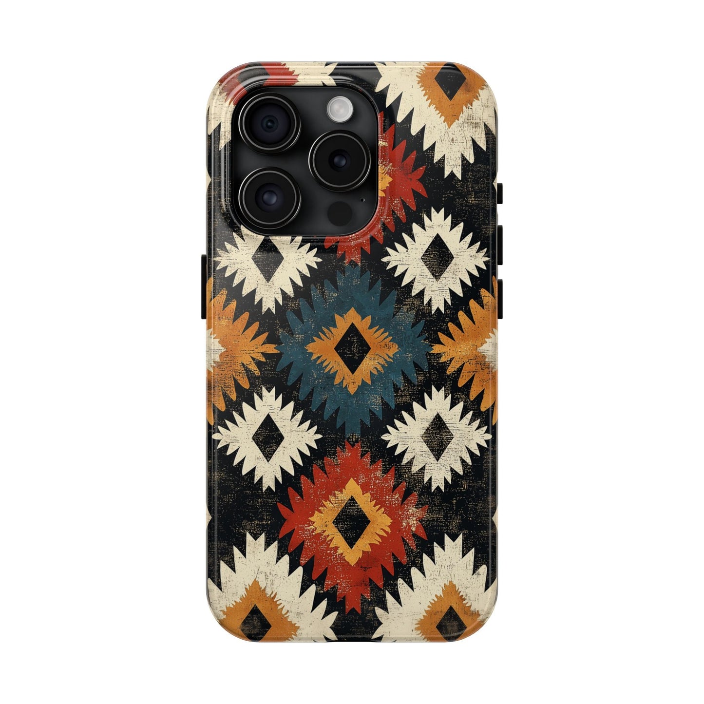 Rustic Tribal Sunburst Tough iPhone Case – Vibrant Geometric Design, Dual - Layer Protection - BOGO Cases